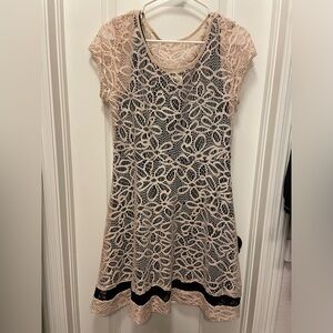 Black/Beige Flower Dress